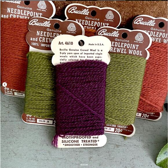 Vintage Bucilla Needlepoint Crewel Wool Cards Halloween Decor Set of 6 - Picture 4 of 4